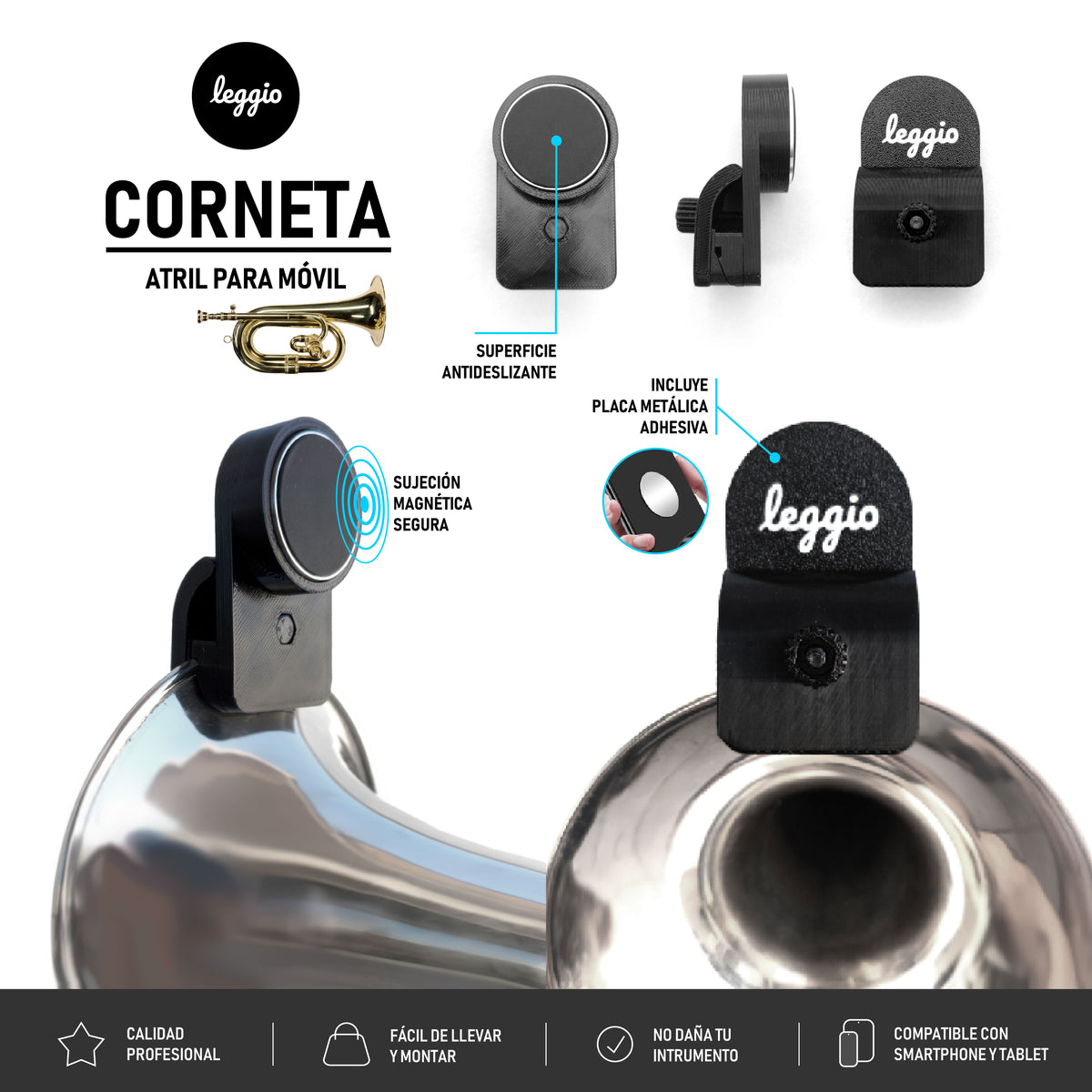 Leggio Corneta – Atril de móvil para corneta